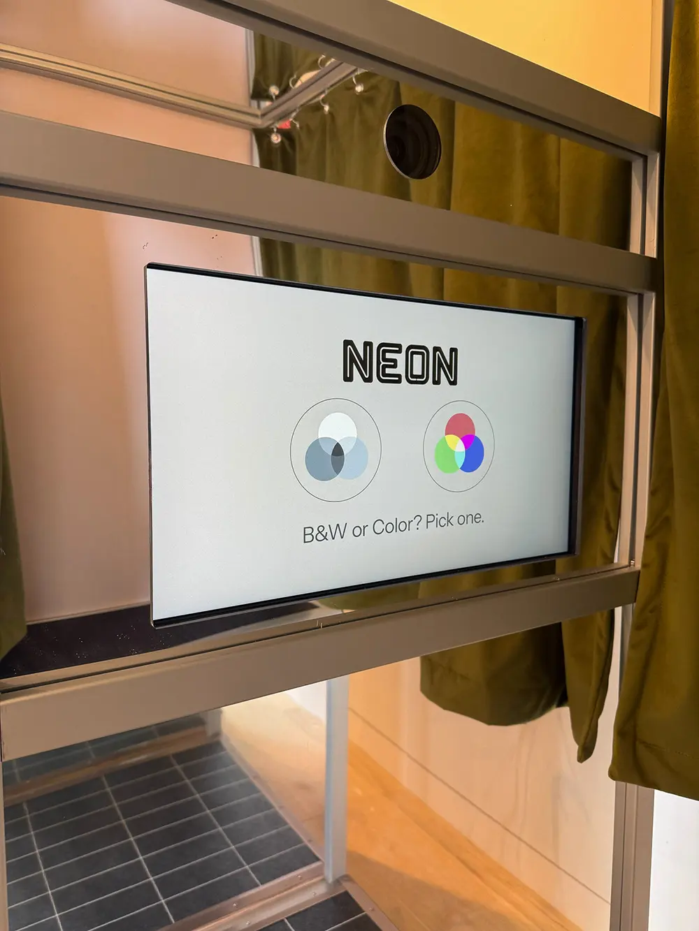 Neon office custom photo booth