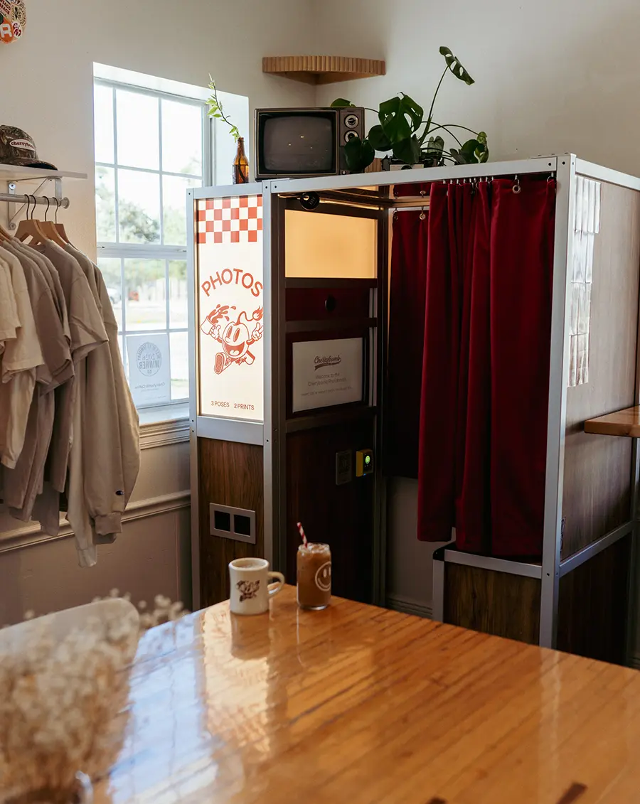 vintage photo booth in a cafe