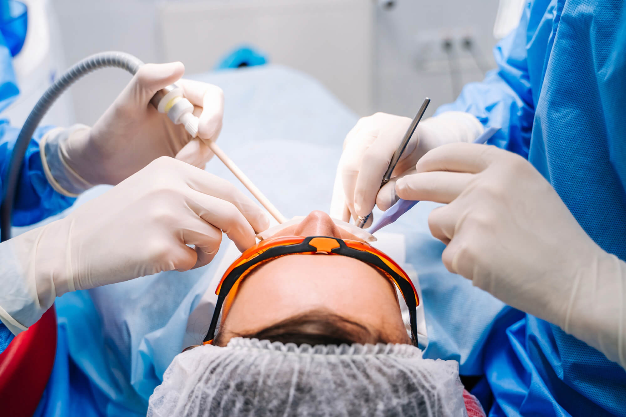 Dental surgery in progress