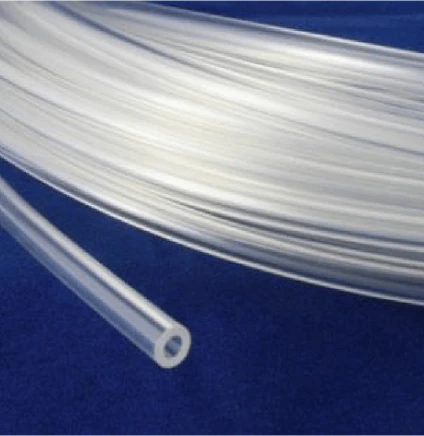 A coil of transparent tubing with a cross-section showing a circular inner diameter.