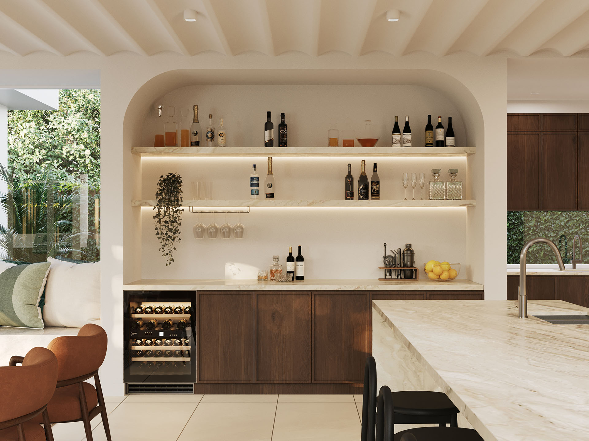 Curves soften the space and defines its purpose.