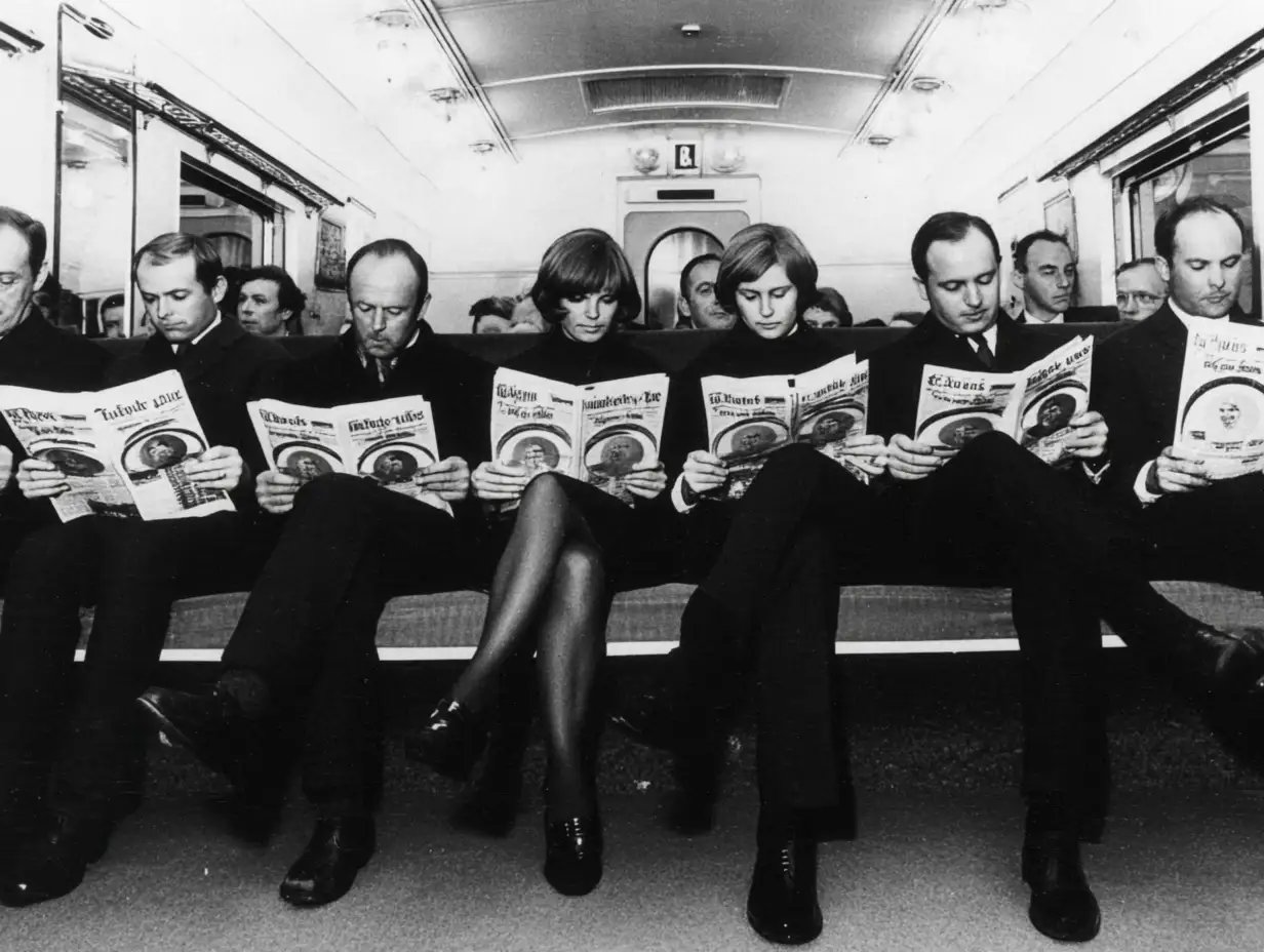 people on a bus reading the news about Open Forest