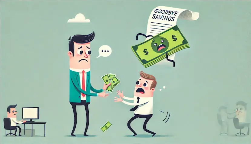 director handing over cash for expenses