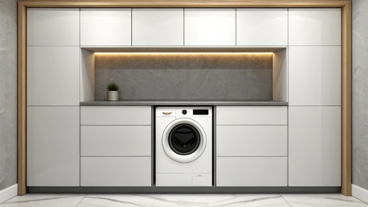 Integrated washing machine fitted within a modern property development