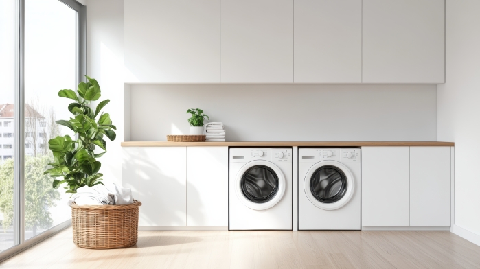 Modern tumble dryer in a stylish utility room