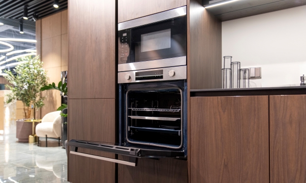 Modern microwave oven in a contemporary kitchen
