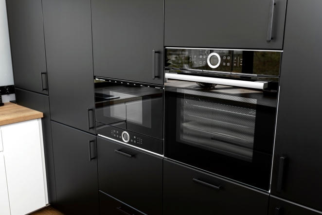 Modern microwave oven installed in a contemporary kitchen in Bristol