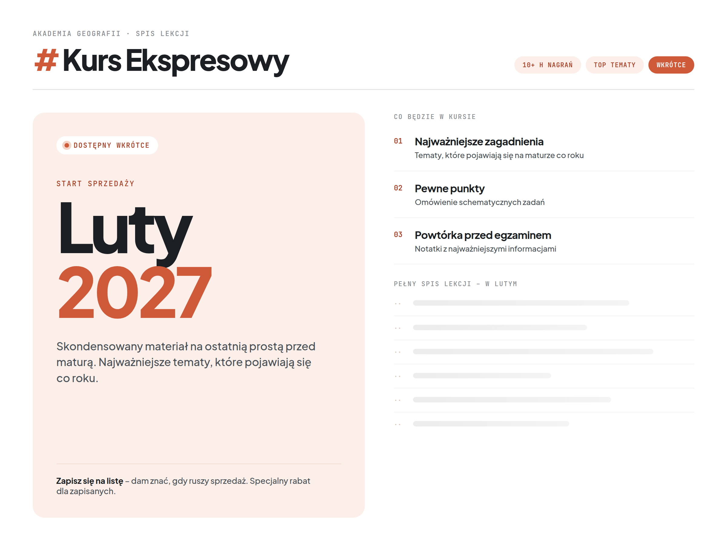 Spis lekcji - Kurs Ekspresowy