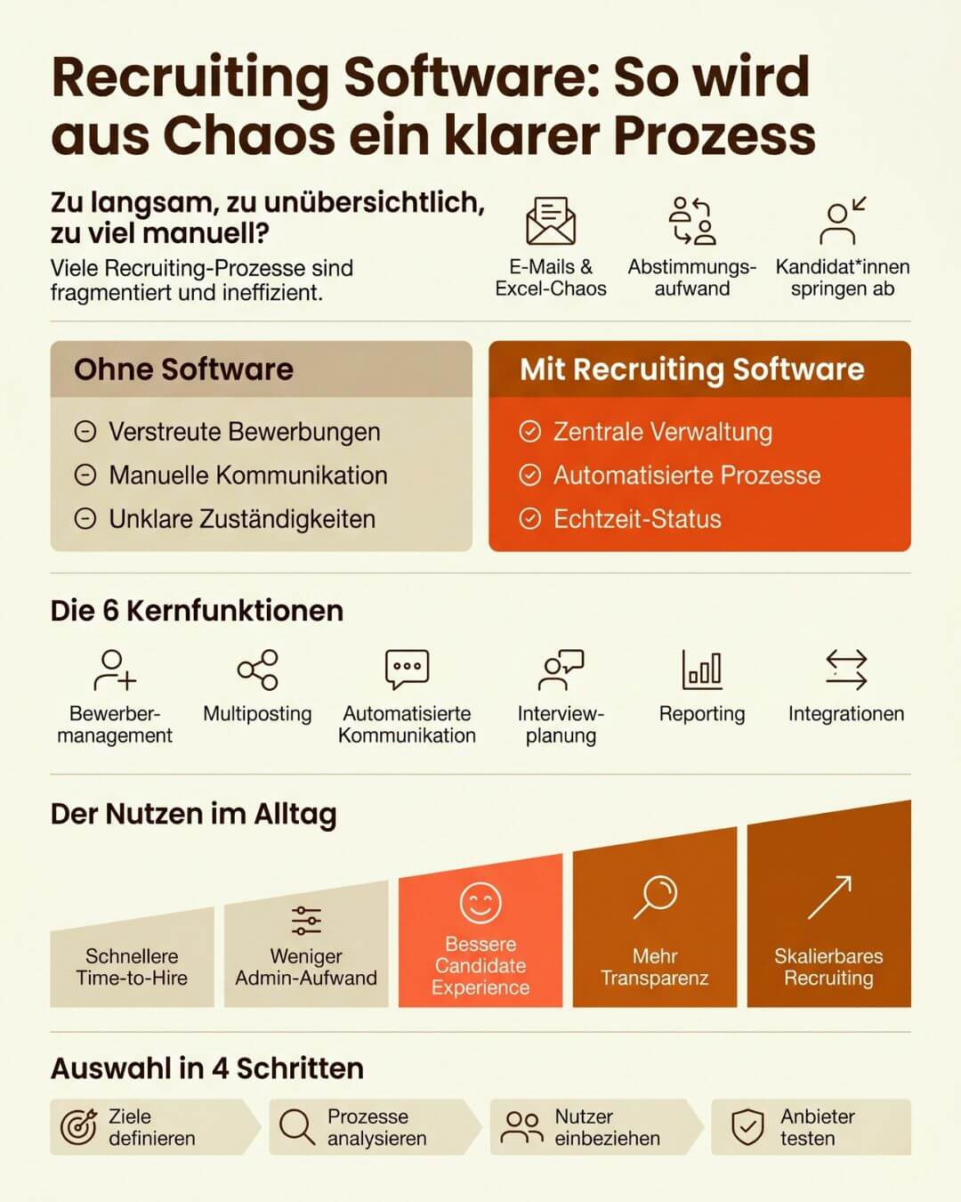 Recruiting Software: Vom Chaos zum klaren Prozess Infografik