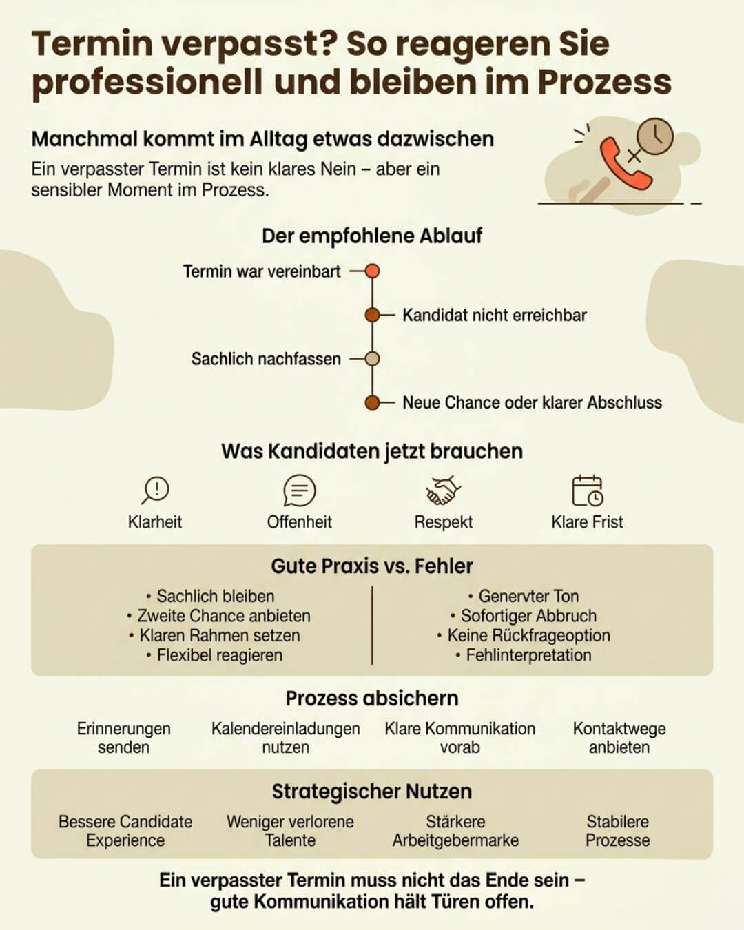 Infografik: Absage nach verpasstem Telefoninterview - so gehts
