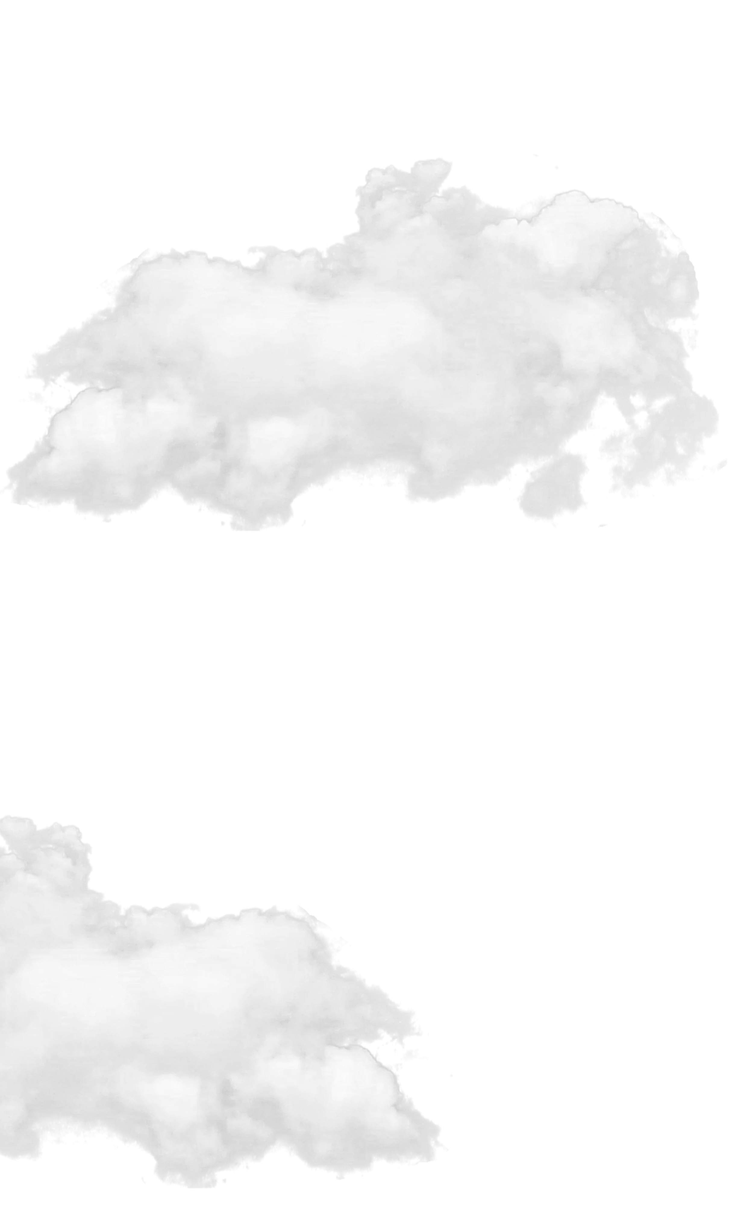 Deux nuages blancs duveteux flottant sur un fond uni sombre.
