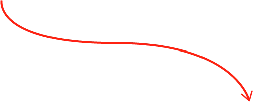 Une flèche rouge courbée, fine, pointant vers le bas à droite.