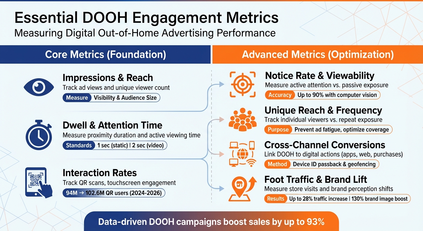 Core vs Advanced DOOH Engagement Metrics Comparison Chart