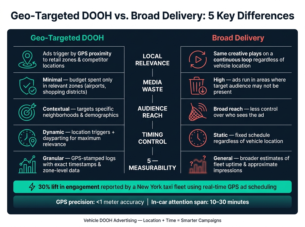 Geo-Targeted DOOH vs. Broad Delivery: 5 Key Differences