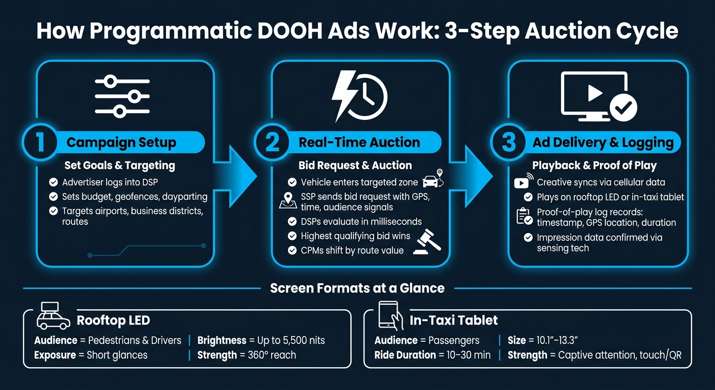 How Programmatic DOOH Ads Work: 3-Step Auction Cycle