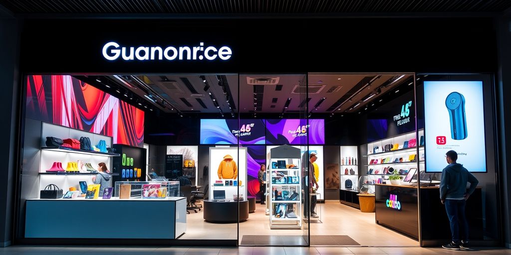 Modern ecommerce storefront with vibrant product displays.