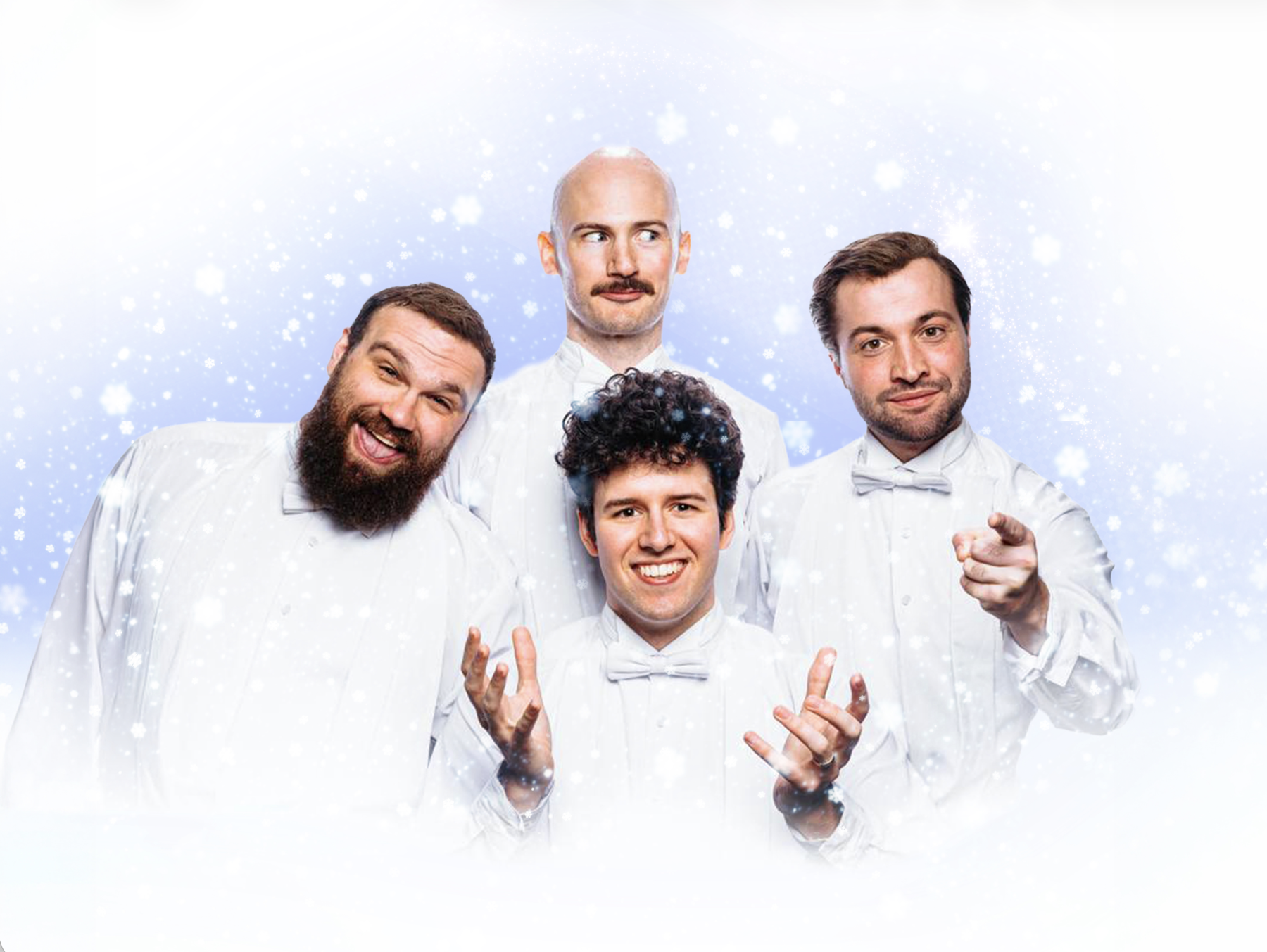 De vier zangers van The Diamond Baritones in Wonderland