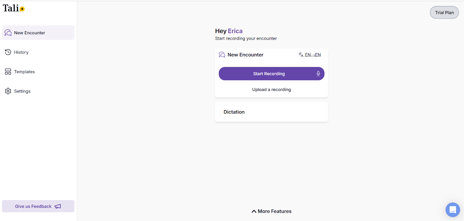 Toggle to use the AI scribe or dictation feature