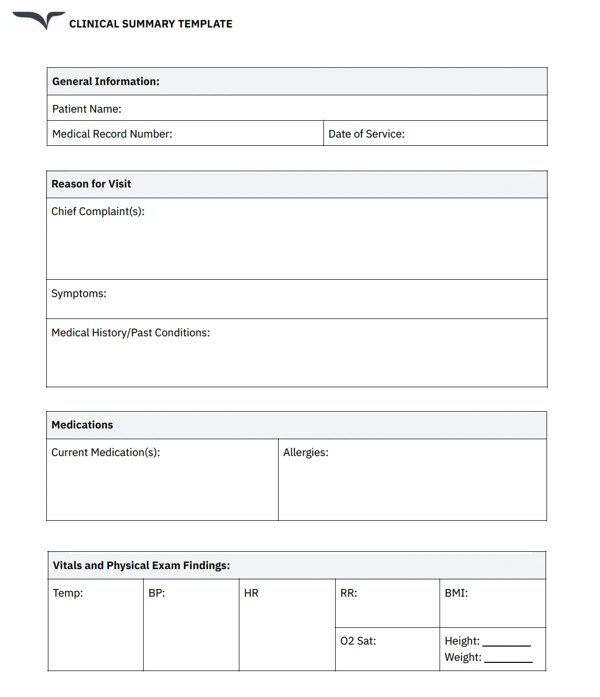 Clinical summary template free pdf download