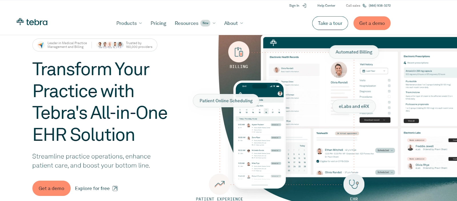 Kareo "All-in-one EHR solution," website home page 