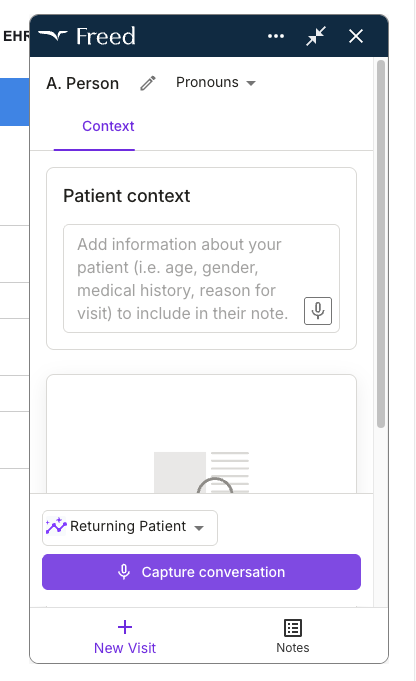 Launch the Chrome extension on top of Aarista and click capture conversation to turn your visit into notes that will map into Aarista's fields