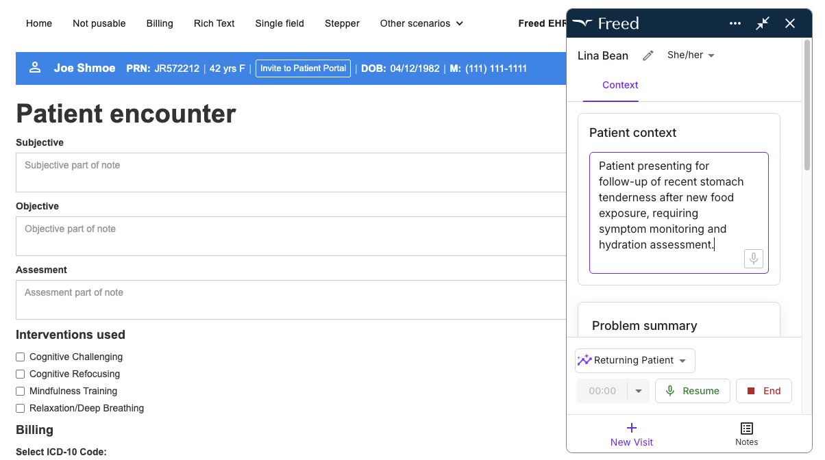 Make edits directly in your EHR's Freed extension. Open up your Freed dashboard to upload templates and train Freed based on your edits