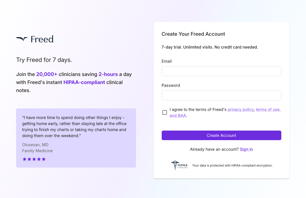 Sign up for a free trial and then download and pin Freed's extension
