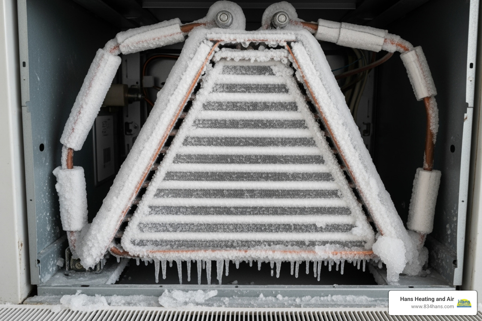 frozen evaporator coils on indoor AC unit - AC not blowing cold