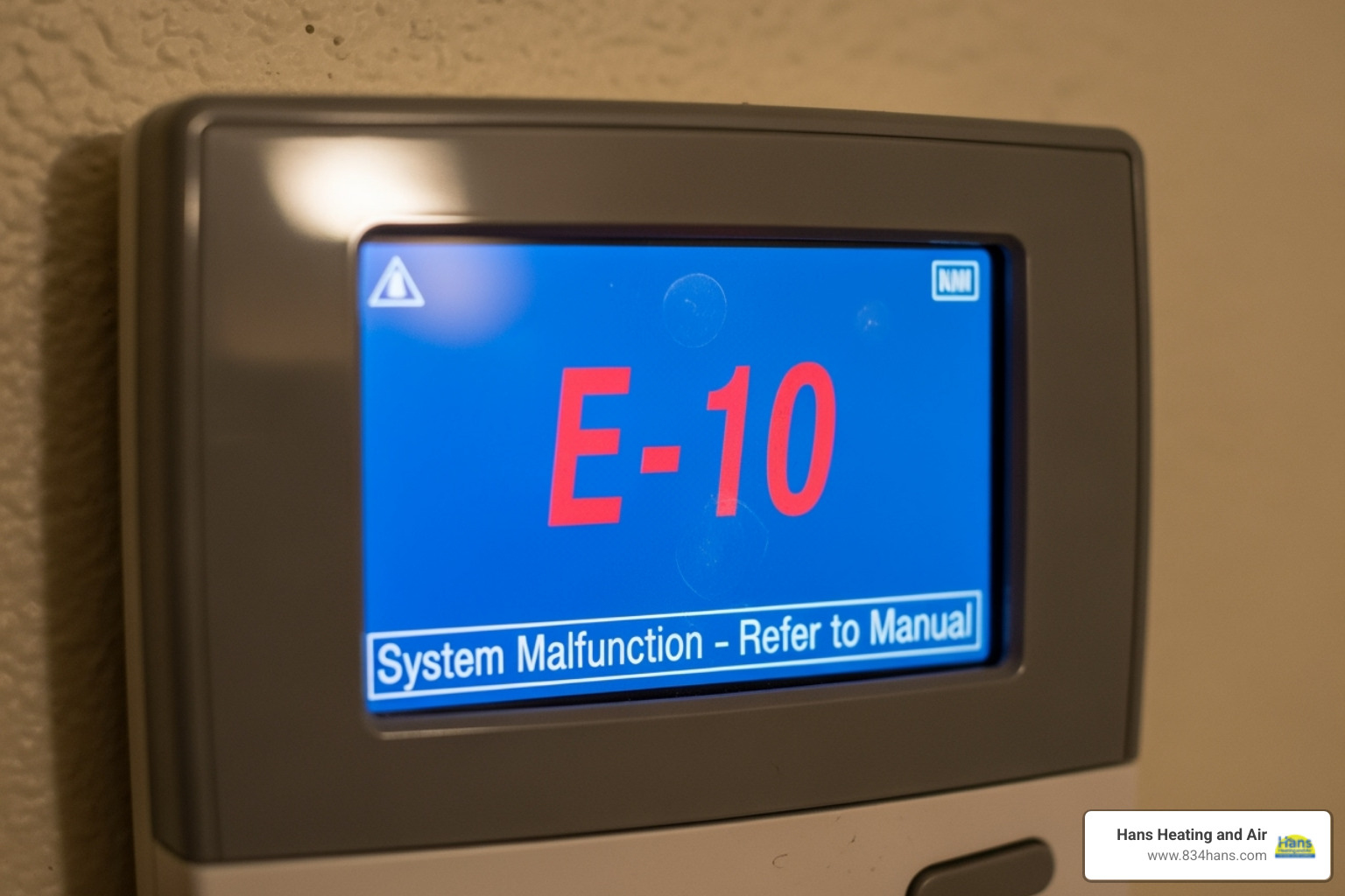 A thermostat displaying an error code - Commercial heating repair