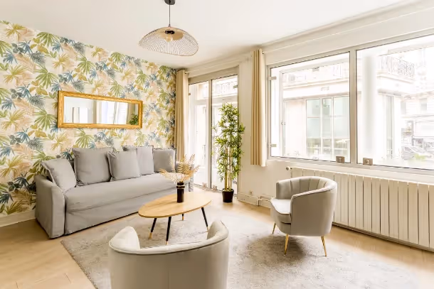Le salon vue fenêtre Cozy Apartment Aboukir VIII