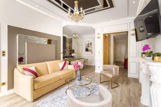 Le salon avec canapé Luxury Suite Saint Martin VII