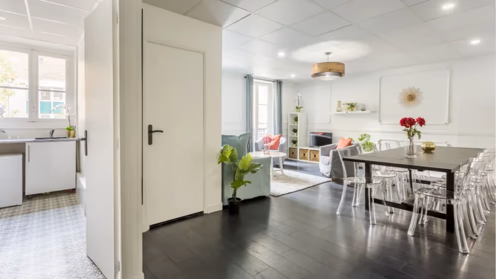 Le Cuisine et salon Appartement cosy grande armee