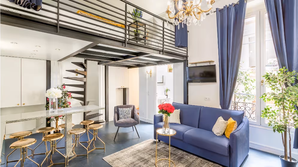 The living room with mezzanine aboukir II luxury suite