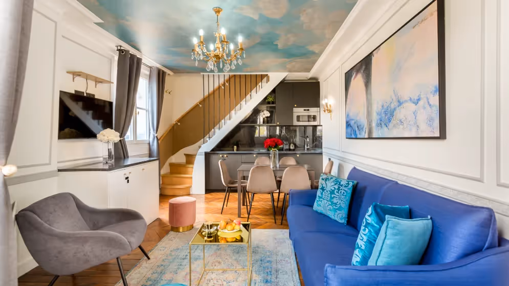 Le Salon et cuisine suite de luxe royale II vue madeleine