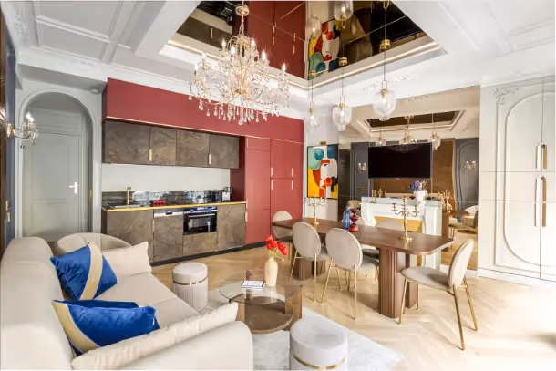 Le salon avec télé de la Luxury Suite Palestro
