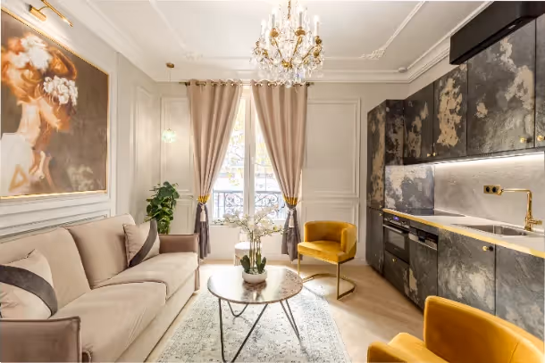 Le salon vue fenêtre Luxury Suite Ours II
