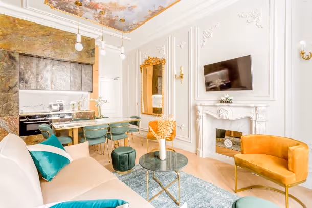 La salon avec télé Luxury Suite Volney II