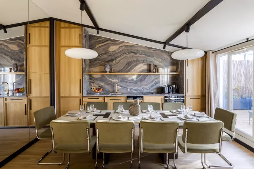 Dining room and kitchen