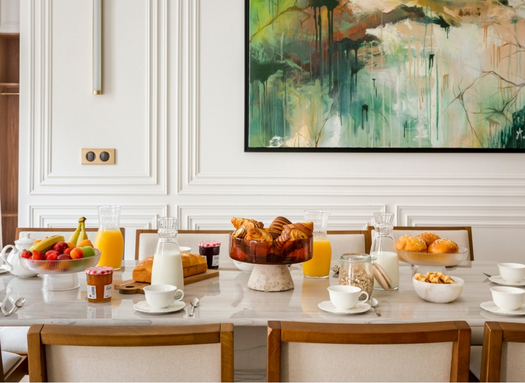 Breakfast in a Merveil Paris luxury apartment 
