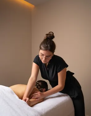 A man gets a massage from a woman