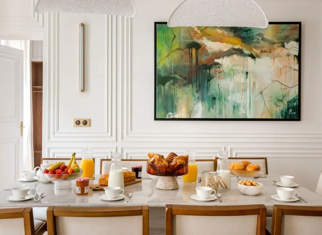 Petit-déjeuner dans un appartement de luxe Merveil Paris 