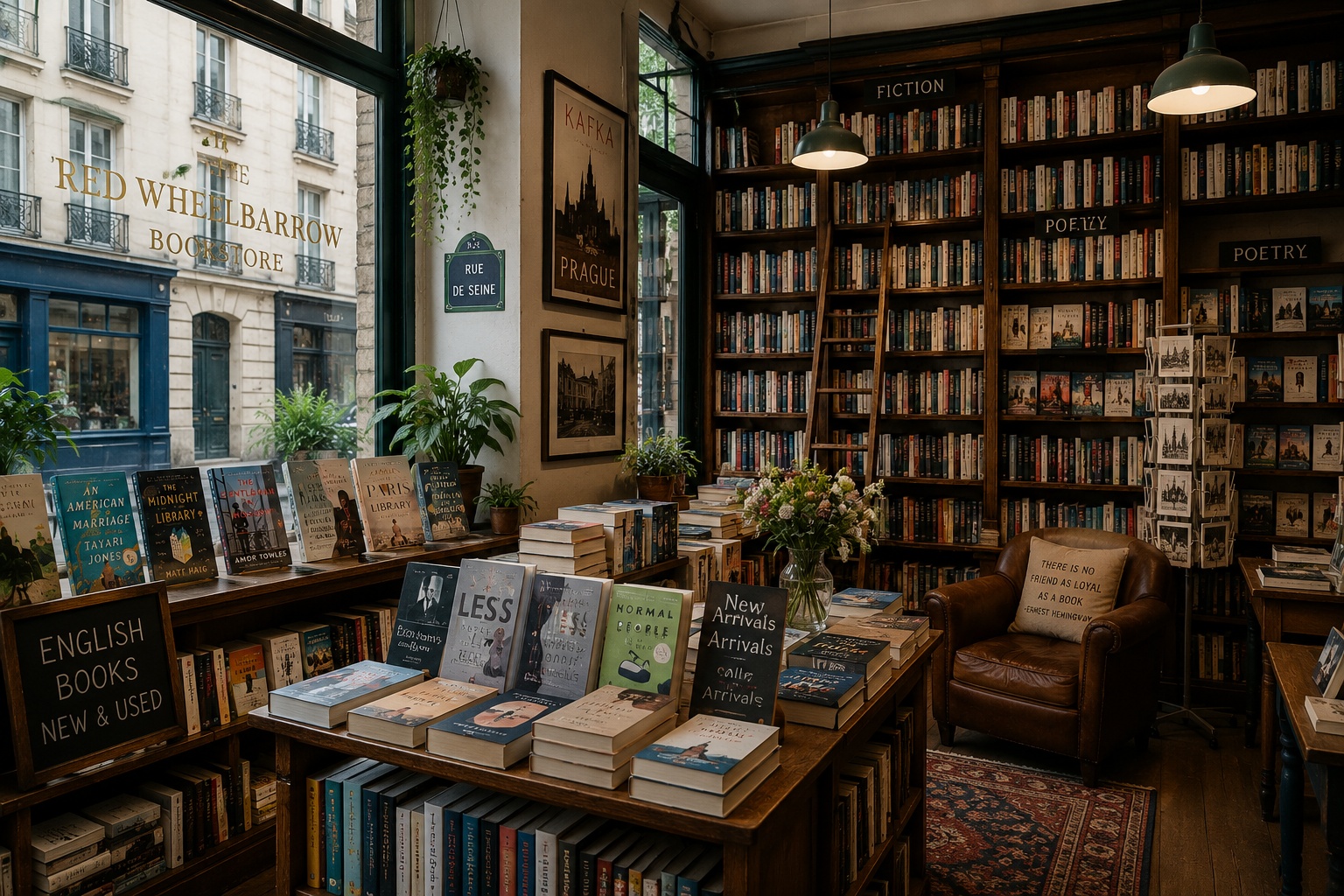 Shakespeare and Company bookshop façade on rue de la Bûcherie