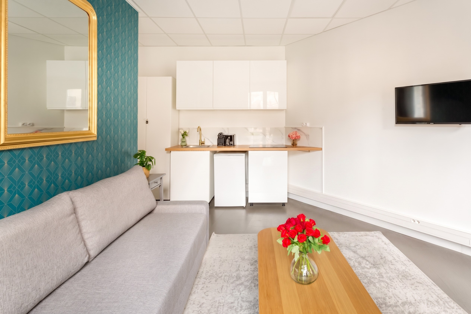 Le salon et cuisine Appartement Cosy Turbigo I