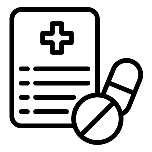 Prescription with medicine icon
