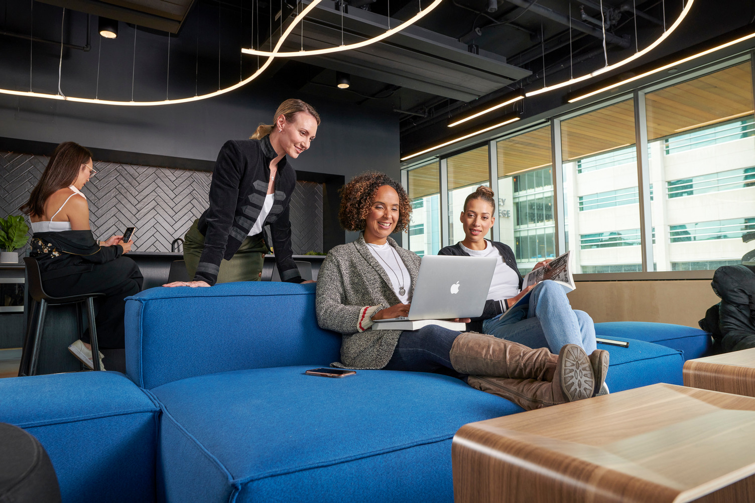 Students working at the Center of Entertainment Arts area at Bow Valley College.