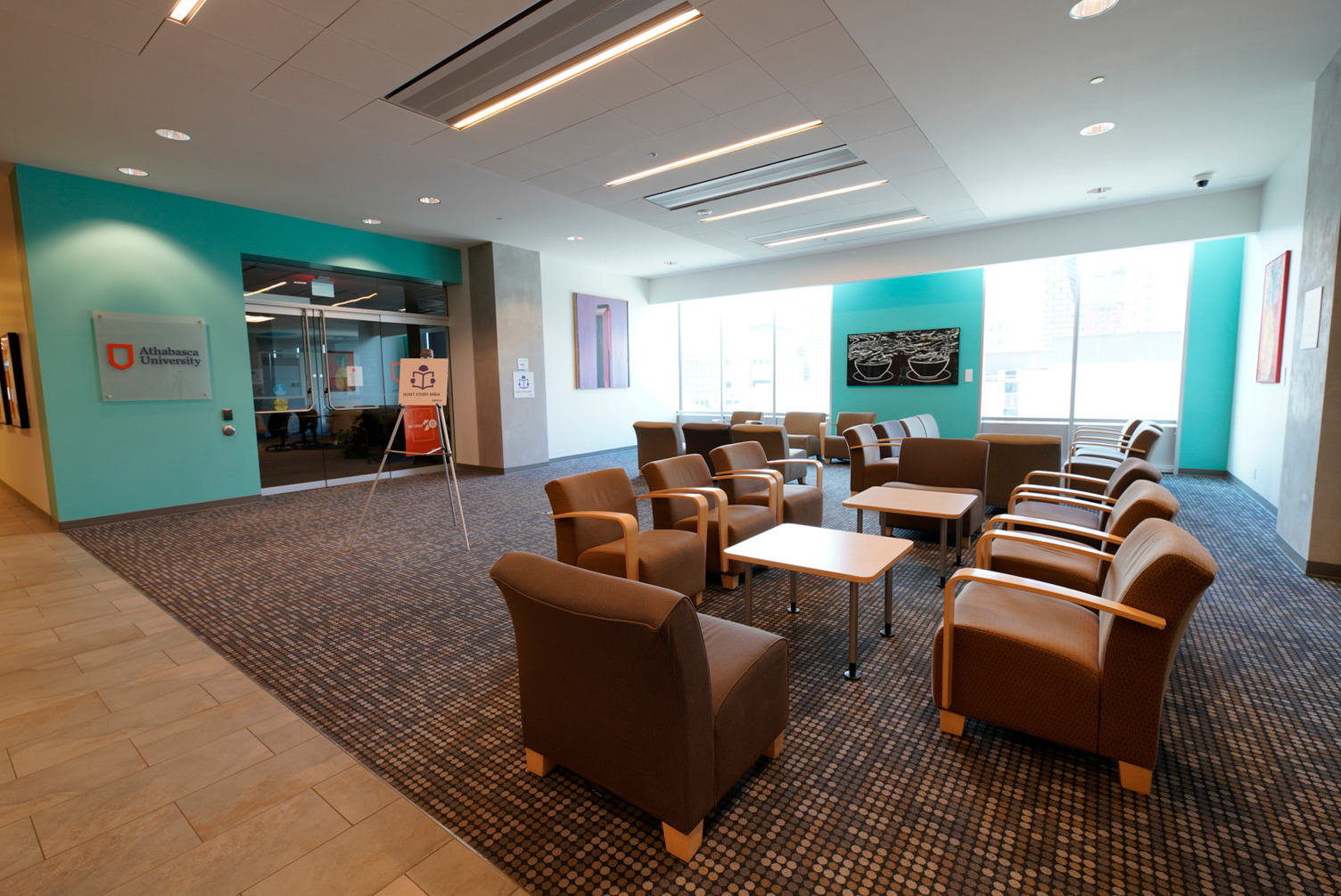 An interior shot of Bow Valley College south campus where Athabasca University is located.