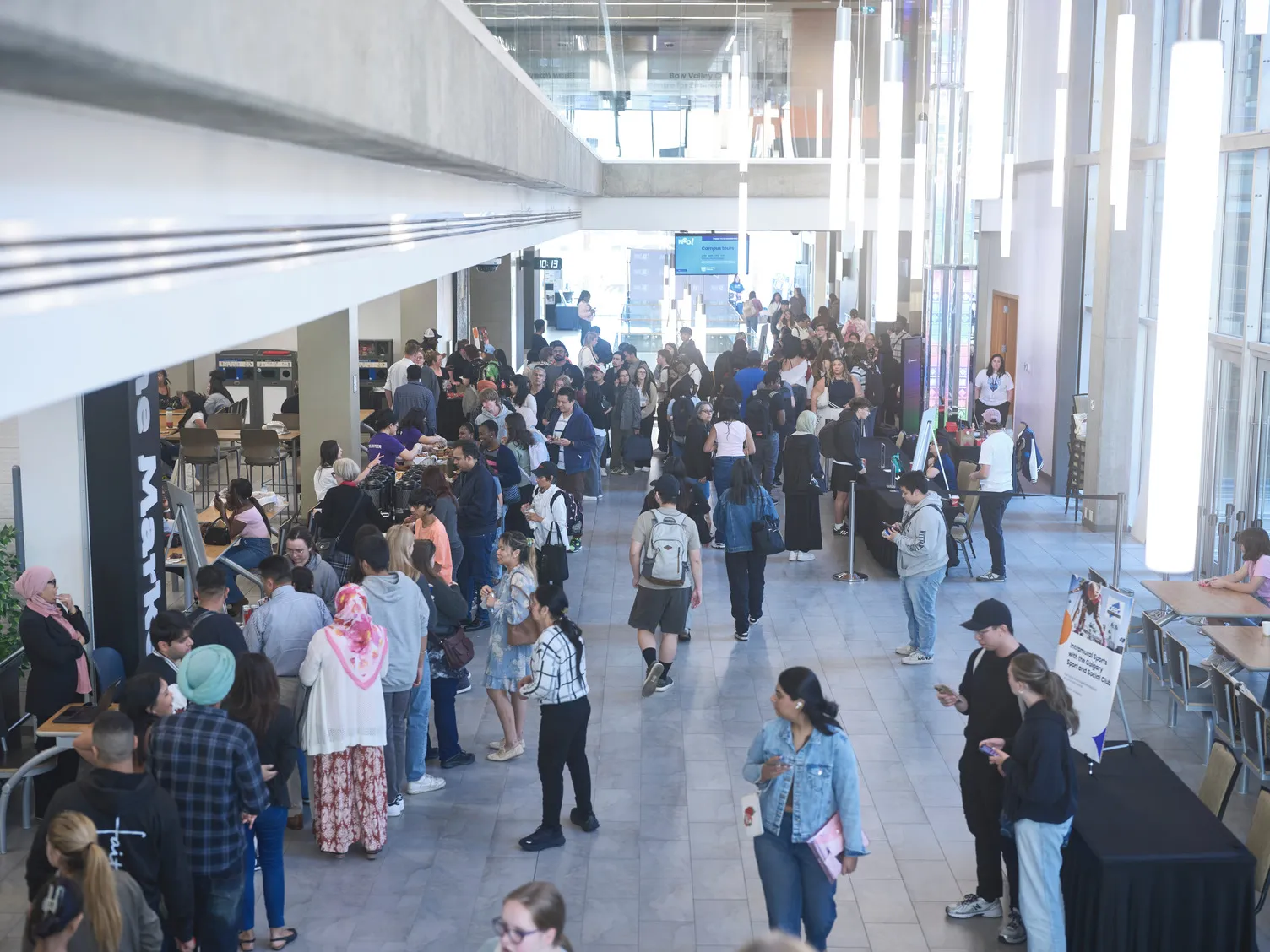 New students gathering at Bow Valley College for New Student Orientation.