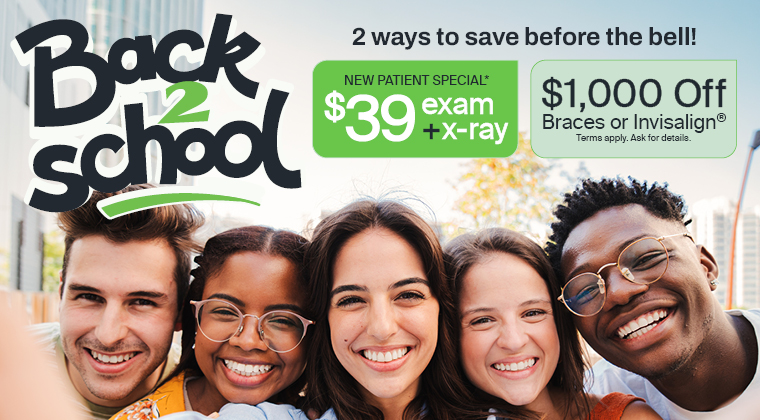 Back 2 School offer: $39 new guest exams and $1000 off braces or invisalign when you start same-day treatment