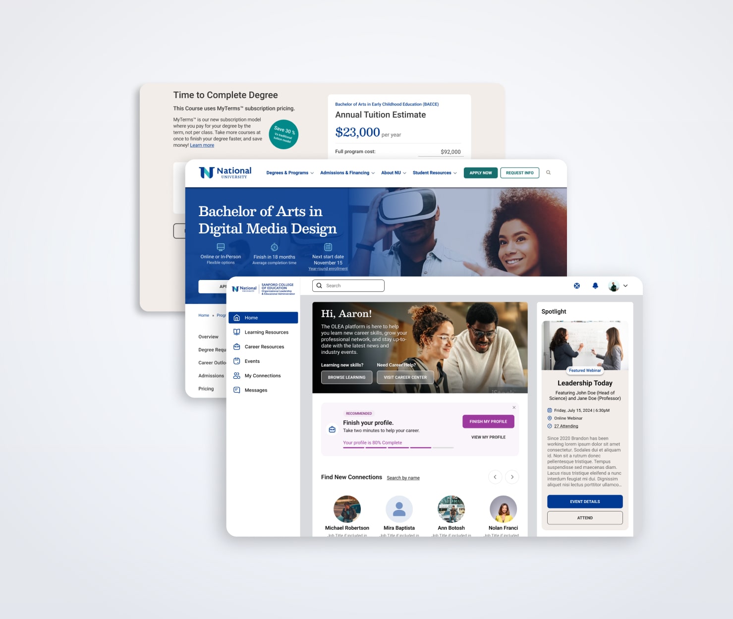 Cover image of various National University design work