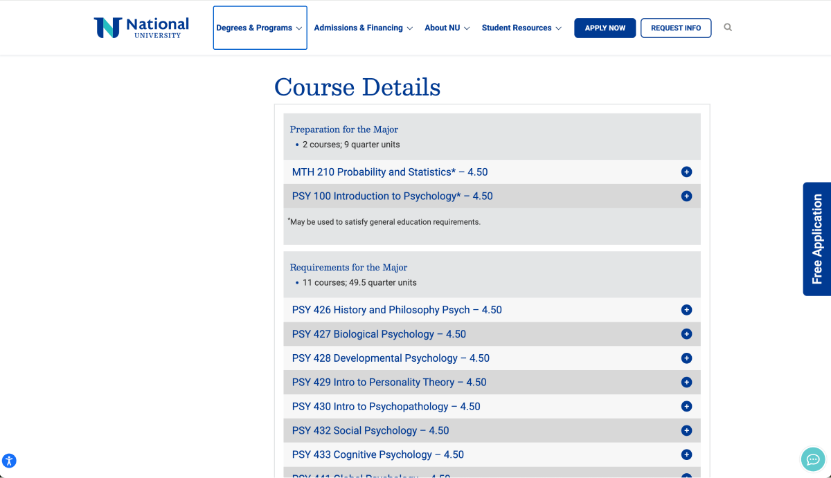 Image of the former course details page
